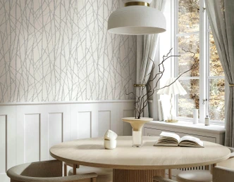 Non-woven wallpaper stripes modern in cream  