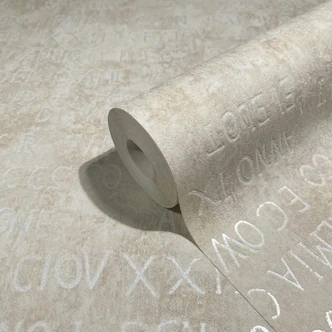 Vliestapete mit Buchstaben und Zahlen beige Grafisch 