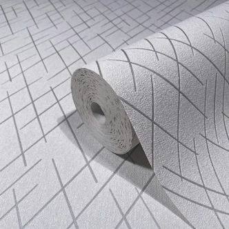 Vliestapete mit geometrischen Rauten grau, beige Grafisch 