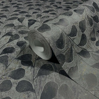 Vliestapete Blätter, Beton Floral Natur in Grau Vliestapete Blätter, Beton Floral Natur in Grau