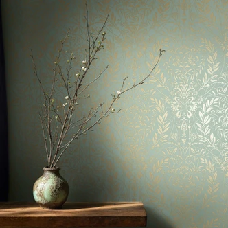 Vliestapete Ornament Floral Natur in Grün 