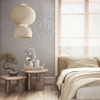 Vliestapete Ornament Floral Natur in Grau Beige 