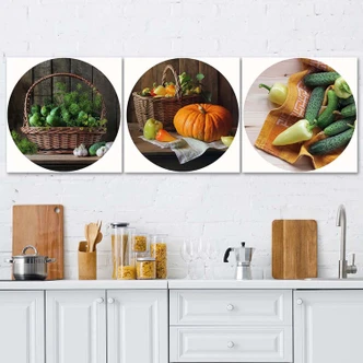 Leinwandbild 3-teilig, Früchte Gemüse 