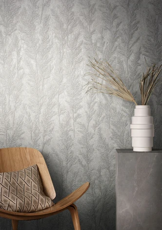 Vliestapete mit feinen Ästen grau Floral 
