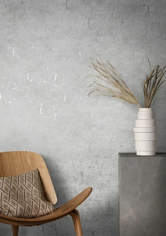 Non-woven wallpaper with glossy concrete look white texture 