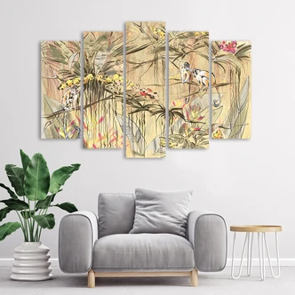Leinwandbild 5 teilig, Affen im Dschungel 