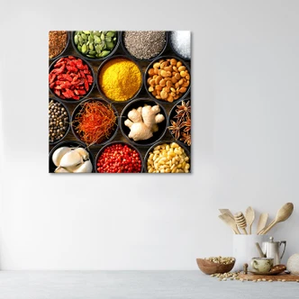 Leinwandbild, Gewürze für das Küchen Essen 