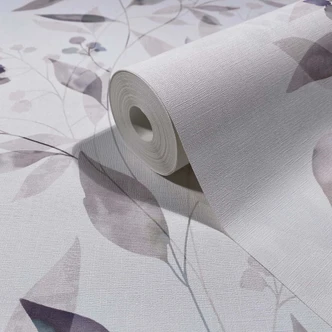 Vliestapete Blätter Floral Natur matt in Weiß Grau 