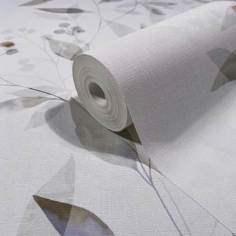 Vliestapete Blätter Floral Natur matt in Weiß Grün 