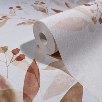 Vliestapete Blätter Floral Natur matt in Weiß Beige 