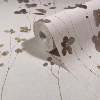 Vliestapete Blätter, Äste Floral Natur matt in Beige 