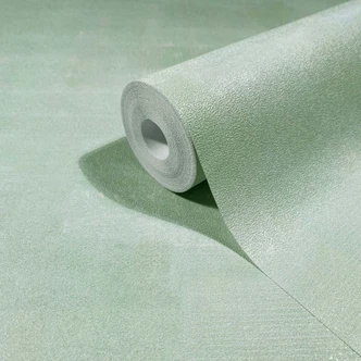 Vliestapete Putzoptik, Betonoptik Uni Geometrisch matt in Grün 