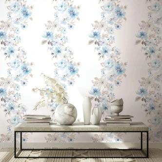Vliestapete Blumen Floral Natur, Romantisch matt in Weiß Blau 