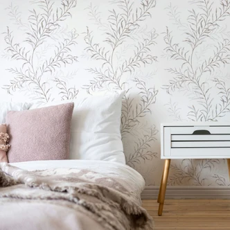 Vliestapete Blätter Floral Natur matt in Weiß Blau 