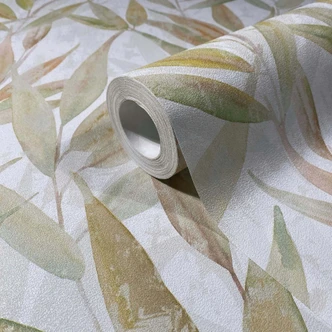 Vliestapete Blätter Floral Natur matt in Weiß Vliestapete Blätter Floral Natur matt in Weiß