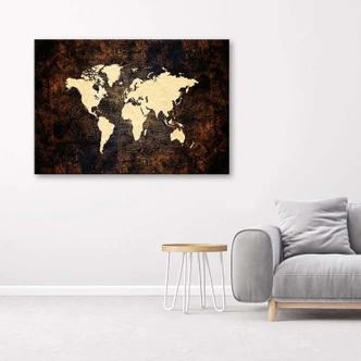 Leinwandbild, Braune Weltkarte 