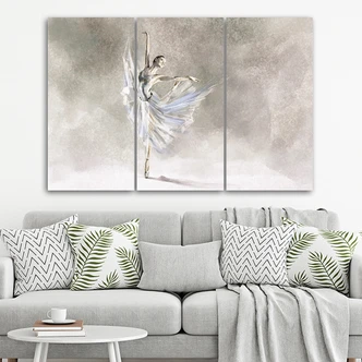 Tableau sur toile 3 volets, Ballerine Pirouet 