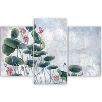 Leinwandbild 3 teilig, Rote Wasserlilie 