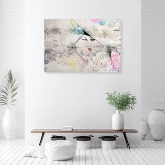 Leinwandbild, Geisha hält einen Regenschirm 