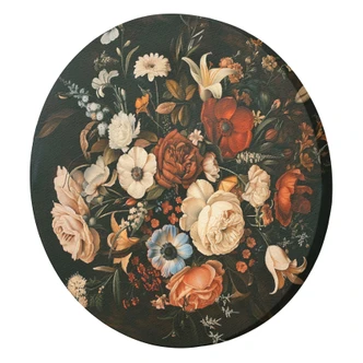 Rundes Leinwandbild Retro Vintage Blumen 