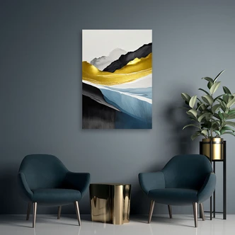 Leinwandbild Abstrakte Berge gold 
