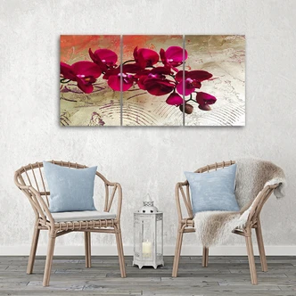 Leinwandbild 3-teilig, Orchidee Blumen Rosa 