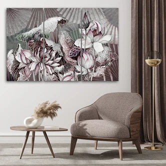 Leinwandbild 3 teilig, Heilige Lotos und Fanter 