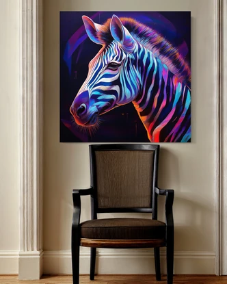 Leinwandbild Zebra Tiere Farbig 