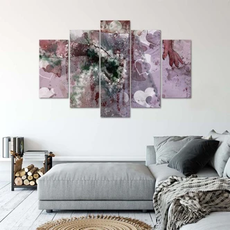 Leinwandbild 5 teilig, Abstrakt Herz Violett Lila 