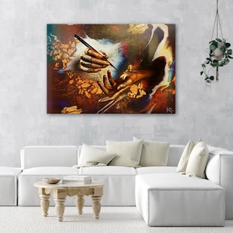 Canvas schilderij, Gouden handen 