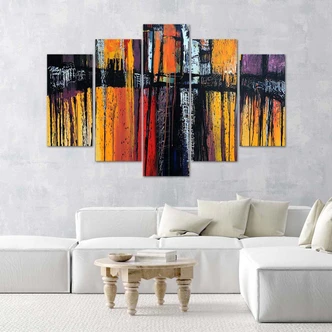 Leinwandbild 5 teilig, Abstraktion Farbiges Acryl 