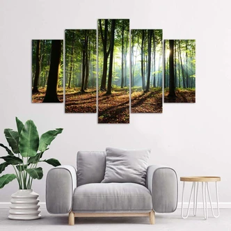 Leinwandbild 5 teilig, Waldgrün Natur 