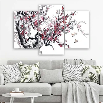 Leinwandbild 3-teilig, Kirschblüte Japan Baum 