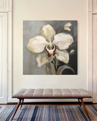 Leinwandbild Weiß bemalte Orchidee 
