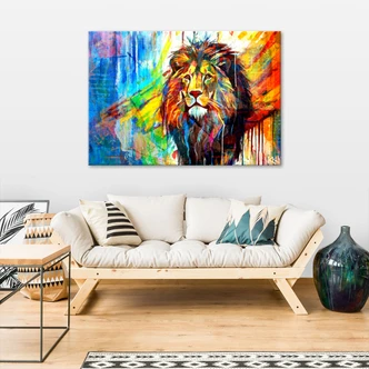 Canvas Schilderij, Leeuw dieren abstract 
