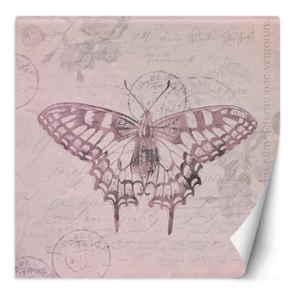 Fototapete, Shabby Chic Stil Schmetterling auf rosa Hintergrund - Andrea Haase 