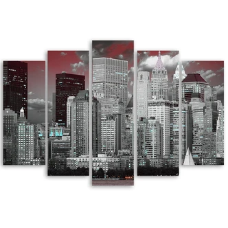 Leinwandbild 5 teilig, New York City Wolkenkratzer 