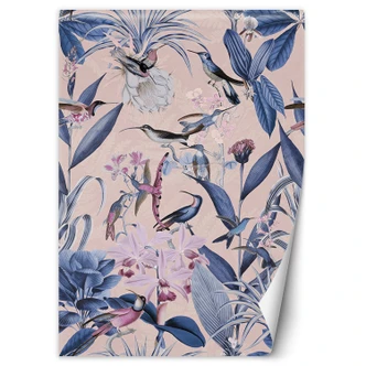 Fototapete, Blaue Exotische Blumen Vögel Natur - Andrea Haase 