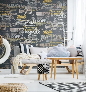 Carta da parati grafica, tessuto non tessuto Novamur Yvi nero 