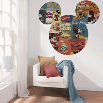 zelfklevend vlies behang - Mickey Head Billboard - 125 x 125 cm 