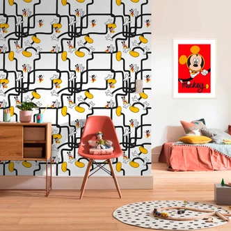 Carta da parati in tessuto non tessuto - Labirinto di piedi di Topolino - 200 x 280 cm 