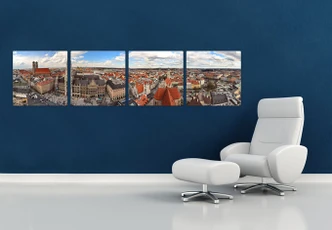 Tableau en verre - Skyline de Munich (4 parties) 