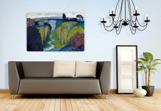 Stuck - Landscape with Waterfall Glass art 