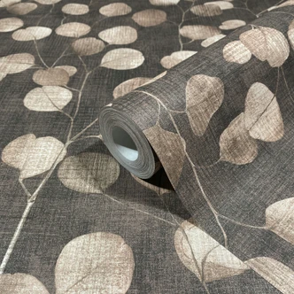 Vliestapete in Braun Blätter Blattoptik Floral Natur  