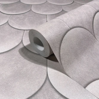 Papier peint intissé gris 3D aspect écaillé vintage used look Géométrique  