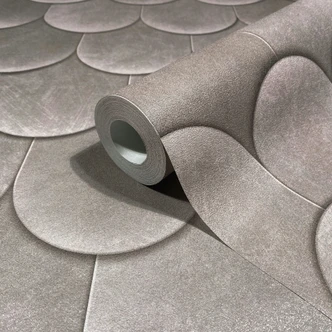 Papier peint intissé gris 3D aspect écaillé vintage used look Géométrique  