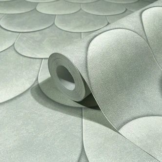 Tapeta z włókniny w kolorze zielonym 3D o geometrycznym wyglądzie w stylu vintage  