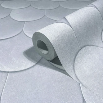 Papier peint intissé gris bleu 3D aspect écaillé vintage used look Géométrique  