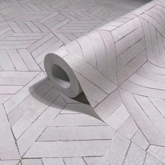 Non-woven wallpaper in gray 3D look wood look geometric  