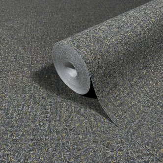 Vliestapete in Schwarz Strukturiertes Textil Putzoptik Uni 